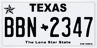 TX license plate BBN2347