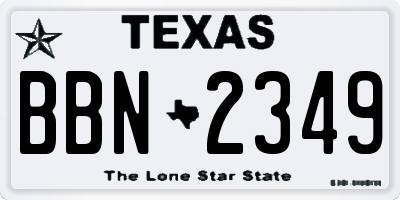 TX license plate BBN2349