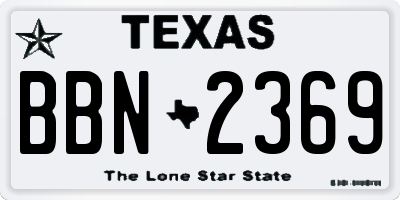 TX license plate BBN2369