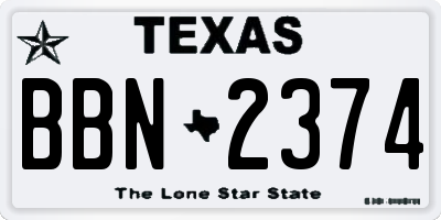 TX license plate BBN2374