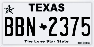 TX license plate BBN2375