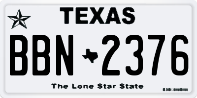 TX license plate BBN2376