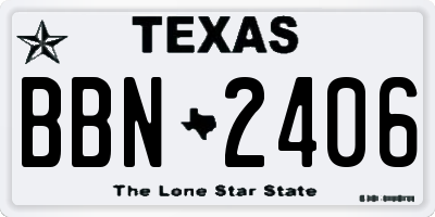 TX license plate BBN2406