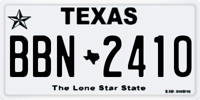 TX license plate BBN2410