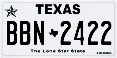 TX license plate BBN2422