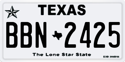 TX license plate BBN2425