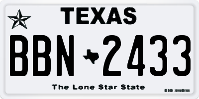 TX license plate BBN2433