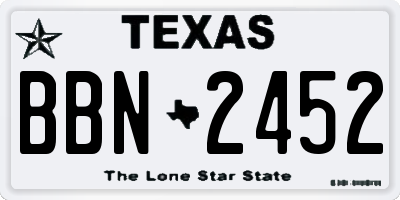 TX license plate BBN2452