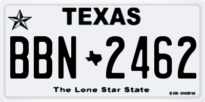 TX license plate BBN2462
