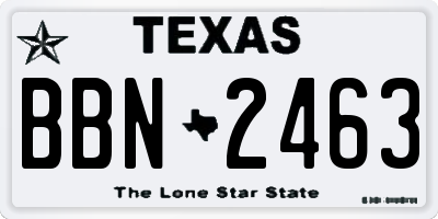 TX license plate BBN2463
