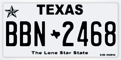TX license plate BBN2468