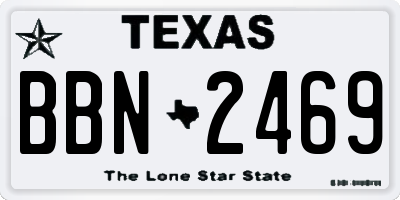 TX license plate BBN2469