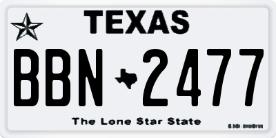 TX license plate BBN2477