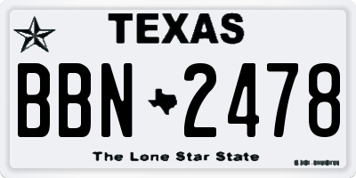 TX license plate BBN2478