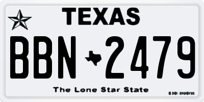 TX license plate BBN2479