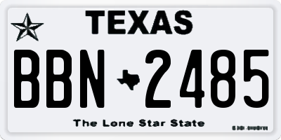 TX license plate BBN2485