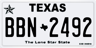 TX license plate BBN2492