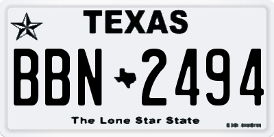 TX license plate BBN2494