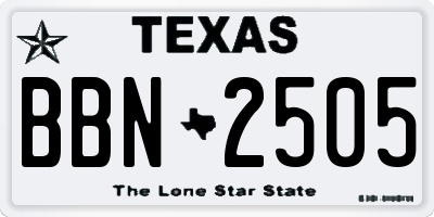 TX license plate BBN2505