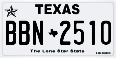 TX license plate BBN2510