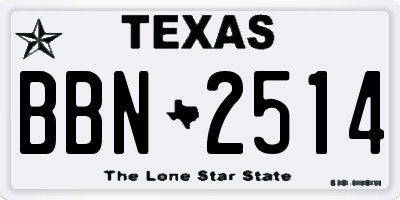 TX license plate BBN2514