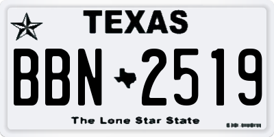 TX license plate BBN2519