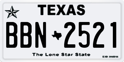 TX license plate BBN2521