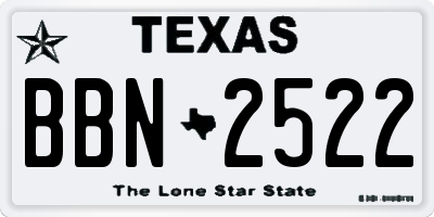 TX license plate BBN2522