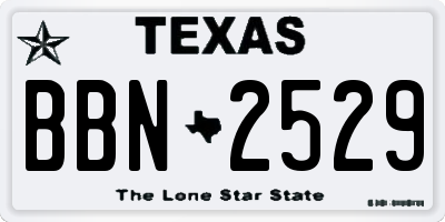 TX license plate BBN2529