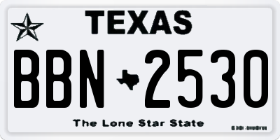 TX license plate BBN2530