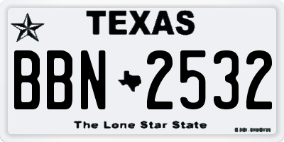 TX license plate BBN2532