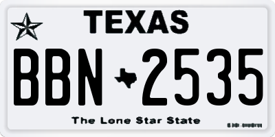 TX license plate BBN2535