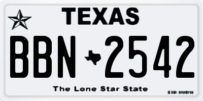 TX license plate BBN2542