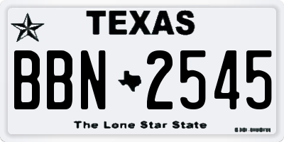 TX license plate BBN2545
