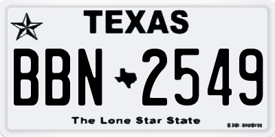 TX license plate BBN2549