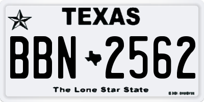 TX license plate BBN2562