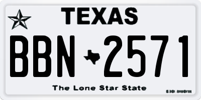 TX license plate BBN2571