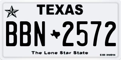 TX license plate BBN2572