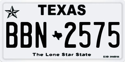 TX license plate BBN2575