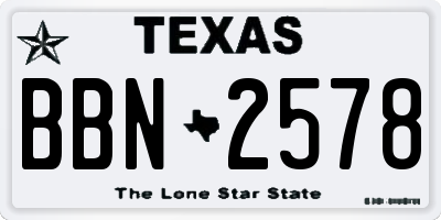 TX license plate BBN2578