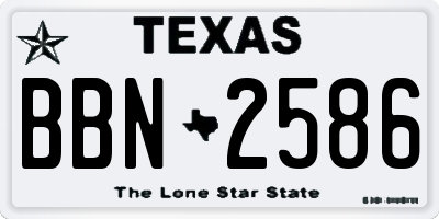 TX license plate BBN2586