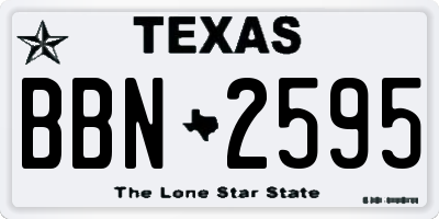 TX license plate BBN2595