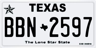 TX license plate BBN2597
