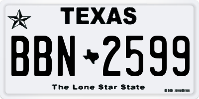TX license plate BBN2599