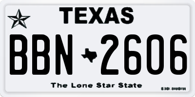 TX license plate BBN2606