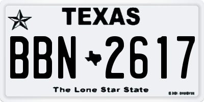 TX license plate BBN2617