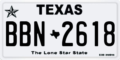 TX license plate BBN2618