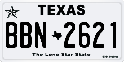 TX license plate BBN2621