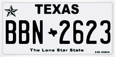 TX license plate BBN2623
