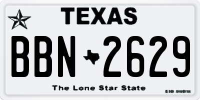 TX license plate BBN2629